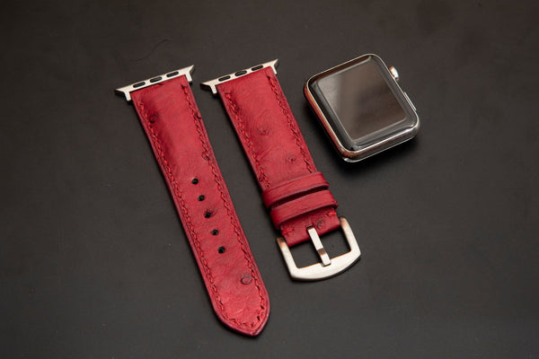 RED OSTRICH LEATHER STRAP