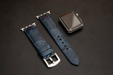 BLUE CROCODILE BELLY LEATHER STRAP