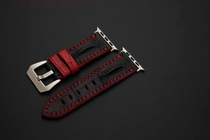 BLACK CROCODILE HORNBACK LEATHER STRAP - Lac Crado 