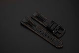 BLACK CROCODILE HORNBACK LEATHER STRAP