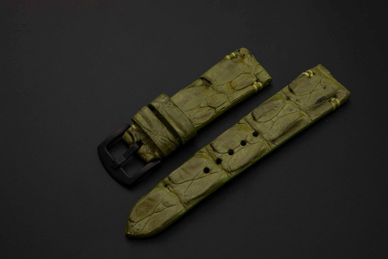 GREEN CROCODILE HORNBACK LEATHER STRAP