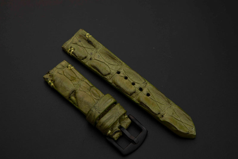 GREEN CROCODILE HORNBACK LEATHER STRAP