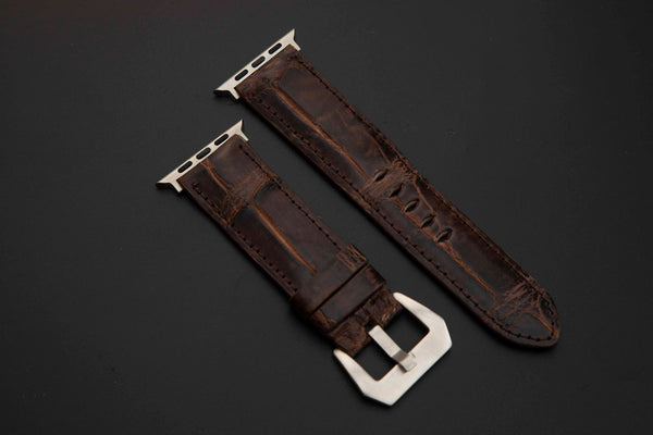 BROWN CROCODILE BELLY LEATHER STRAP