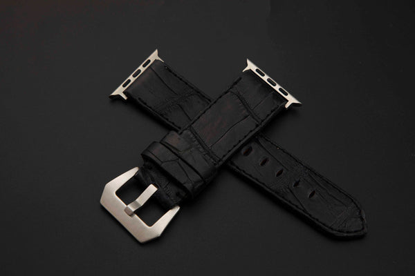 BLACK CROCODILE BELLY LEATHER STRAP - Lac Crado 