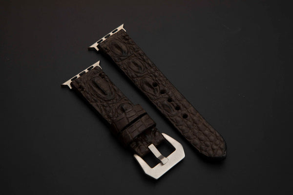 BROWN CROCODILE HORNBACK LEATHER STRAP