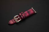 PINK&BLACK CROCODILE HORNBACK LEATHER STRAP