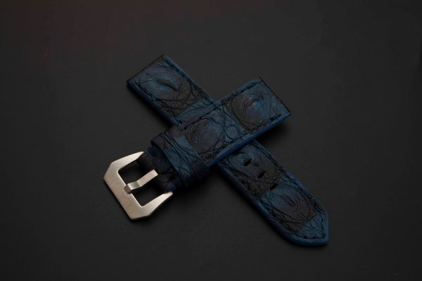 BLUE&BLACK CROCODILE HORNBACK LEATHER STRAP