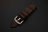BROWN CROCODILE HORNBACK LEATHER STRAP