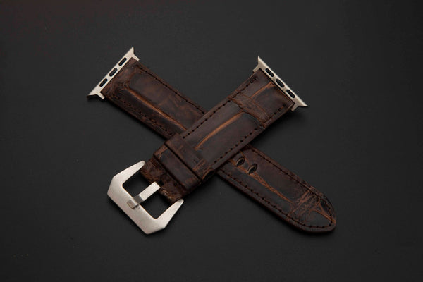 BROWN CROCODILE BELLY LEATHER STRAP