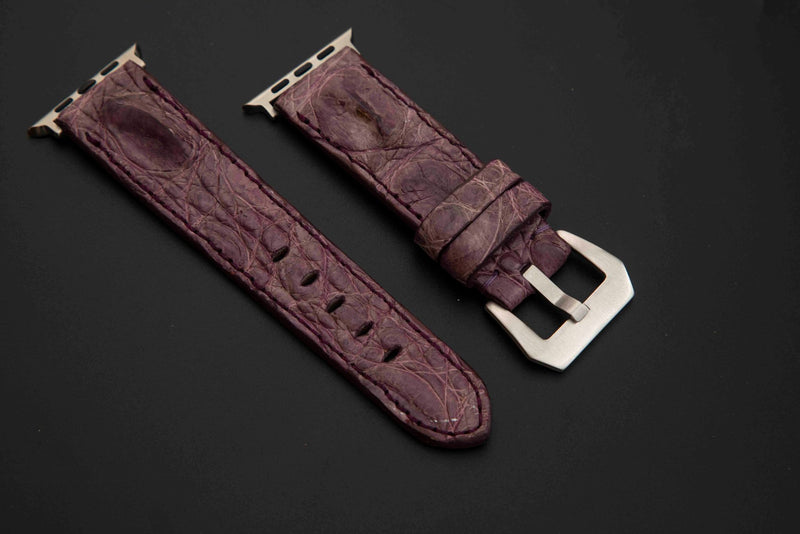 PURPLE CROCODILE HORNBACK LEATHER STRAP