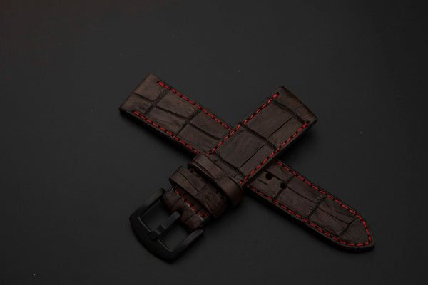 BROWN CROCODILE BELLY LEATHER STRAP