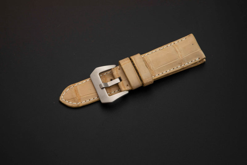 BEIGE CROCODILE BELLY LEATHER STRAP