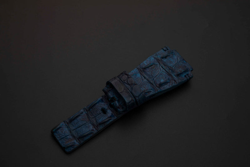 BLUE CROCODILE HORNBACK LEATHER STRAP
