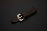 BROWN CROCODILE HORNBACK LEATHER STRAP
