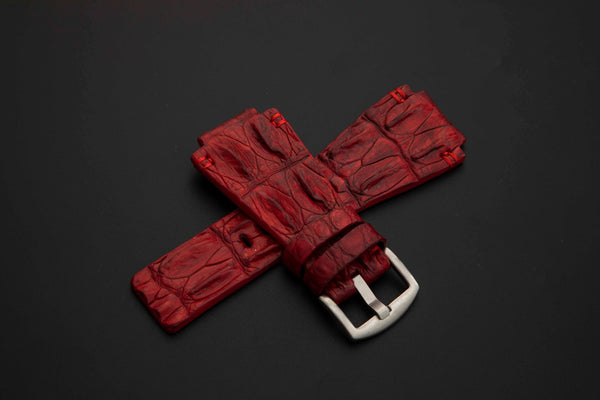 RED CROCODILE HORNBACK LEATHER STRAP