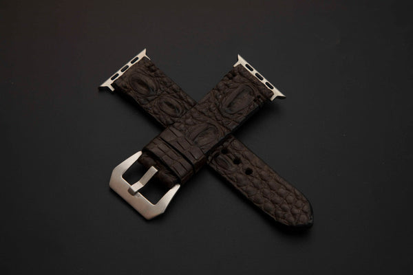 BROWN CROCODILE HORNBACK LEATHER STRAP
