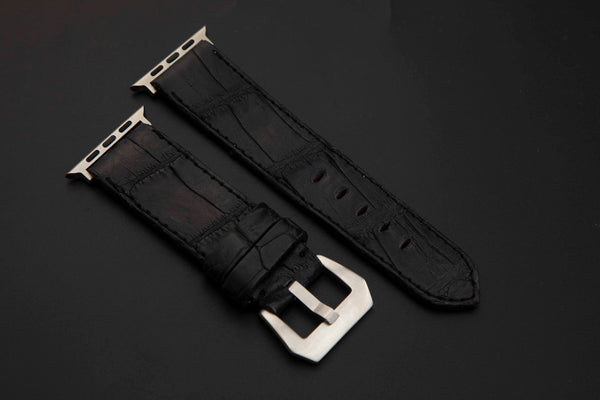 BLACK CROCODILE BELLY LEATHER STRAP - Lac Crado 