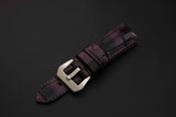 PURPLE&BLACK CROCODILE BELLY LEATHER STRAP