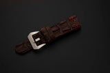 BROWN CROCODILE HORNBACK LEATHER STRAP