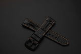 BLACK CROCODILE HORNBACK LEATHER STRAP