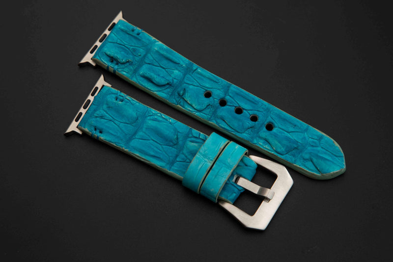BLUE CROCODILE HORNBACK LEATHER STRAP