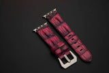 PINK&BLACK CROCODILE HORNBACK LEATHER STRAP
