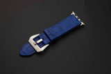 BLUE CROCODILE BELLY LEATHER STRAP