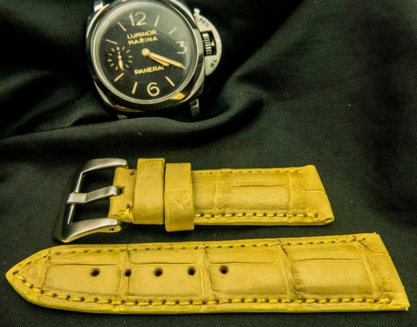 YELLOW CROCODILE BELLY LEATHER STRAP