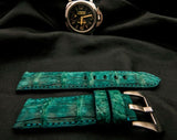 GREEN CROCODILE BELLY LEATHER STRAP