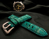 GREEN CROCODILE BELLY LEATHER STRAP
