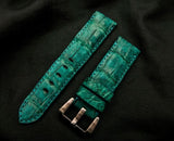 GREEN CROCODILE BELLY LEATHER STRAP