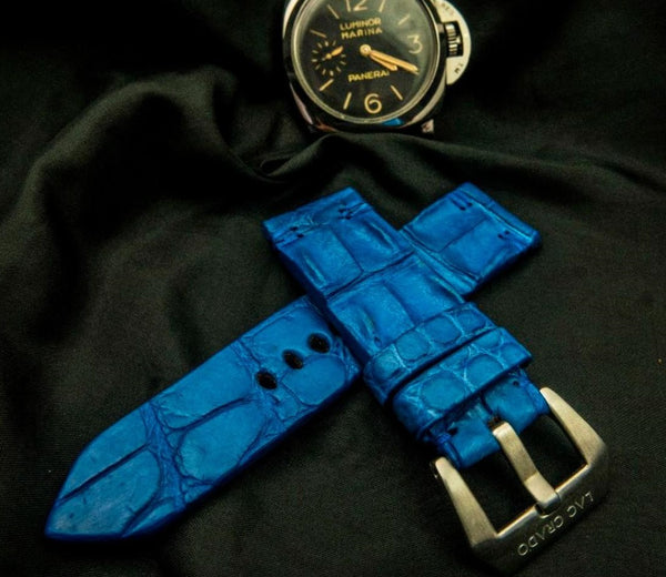 BLUE CROCODILE HORNBACK LEATHER STRAP