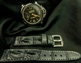 GREY CROCODILE HORNBACK LEATHER STRAP