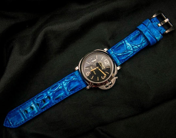 BLUE CROCODILE HORNBACK LEATHER STRAP