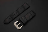 BLACK CROCODILE BELLY LEATHER STRAP - Lac Crado 