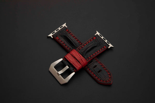 BLACK CROCODILE HORNBACK LEATHER STRAP - Lac Crado 