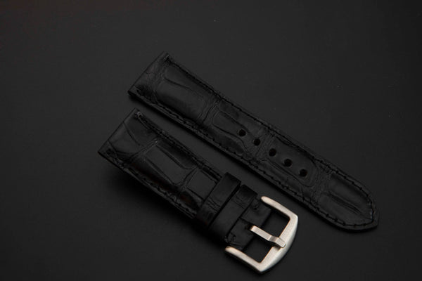 BLACK CROCODILE BELLY LEATHER STRAP - Lac Crado 