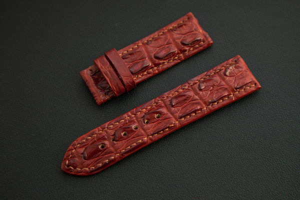 BROWN CROCODILE HORNBACK LEATHER STRAP