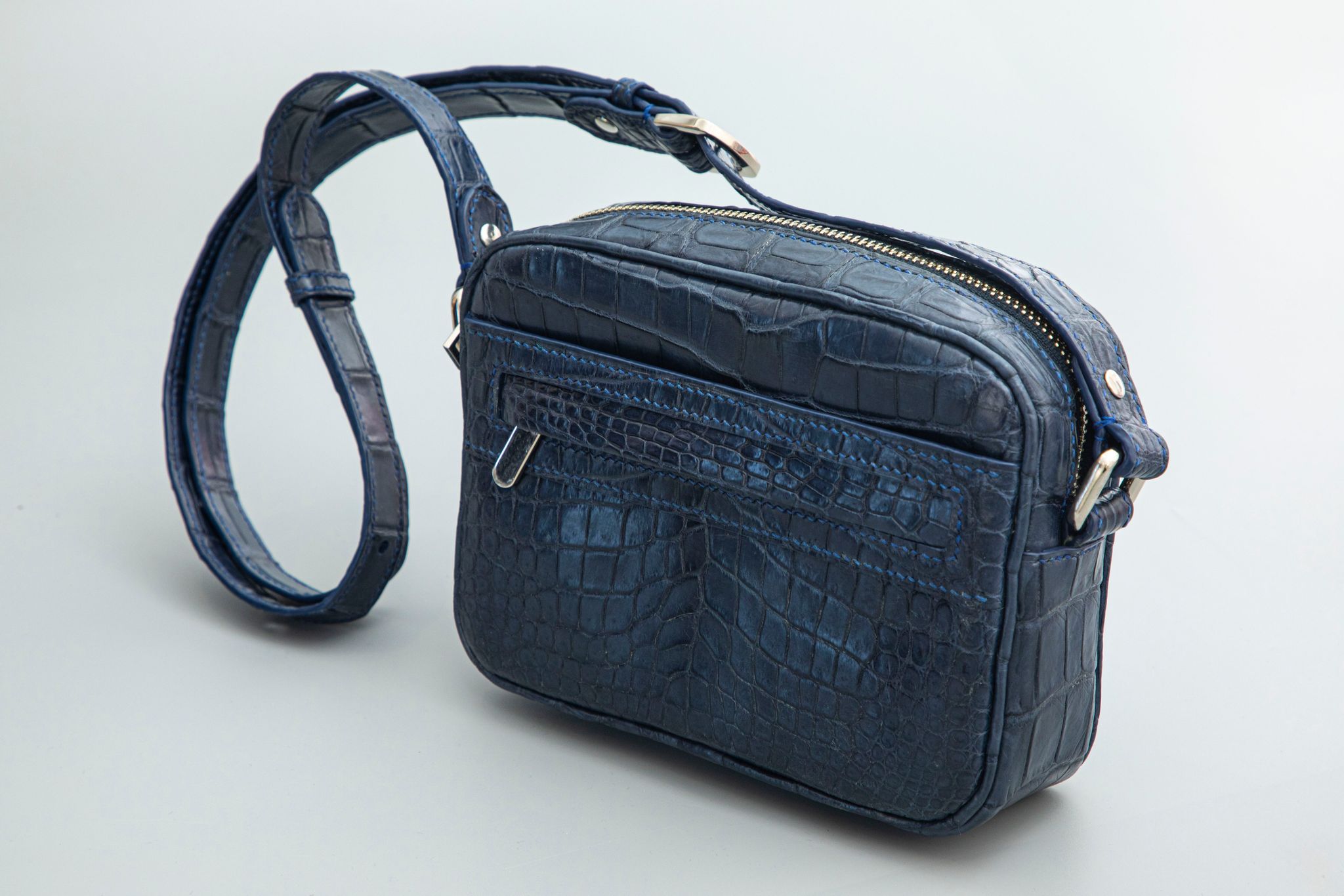BLUE HANDMADE GENUINE CROCODILE BAG