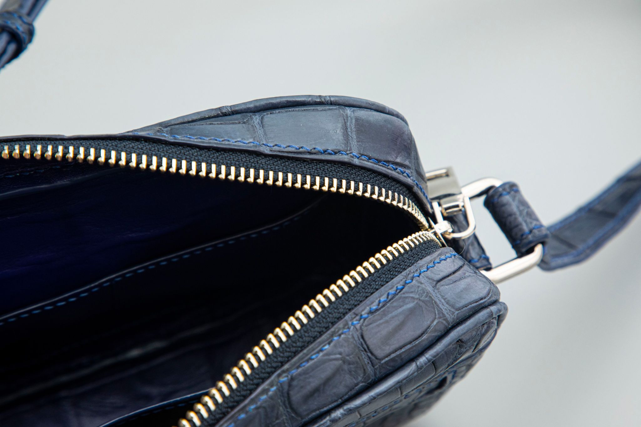 BLUE HANDMADE GENUINE CROCODILE BAG