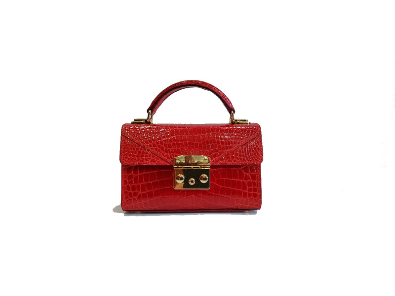 RED HANDMADE GENUINE CROCODILE BAG