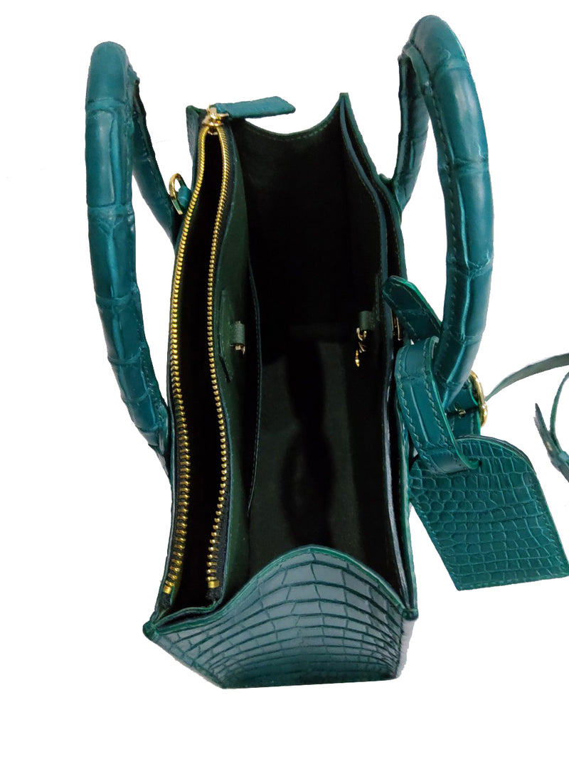 GREEN HANDMADE GENUINE CROCODILE BAG