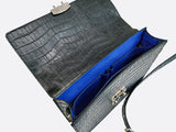 BLACK&BLUE HANDMADE GENUINE CROCODILE LAPTOP BAG