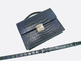 BLACK HANDMADE GENUINE CROCODILE LAPTOP BAG