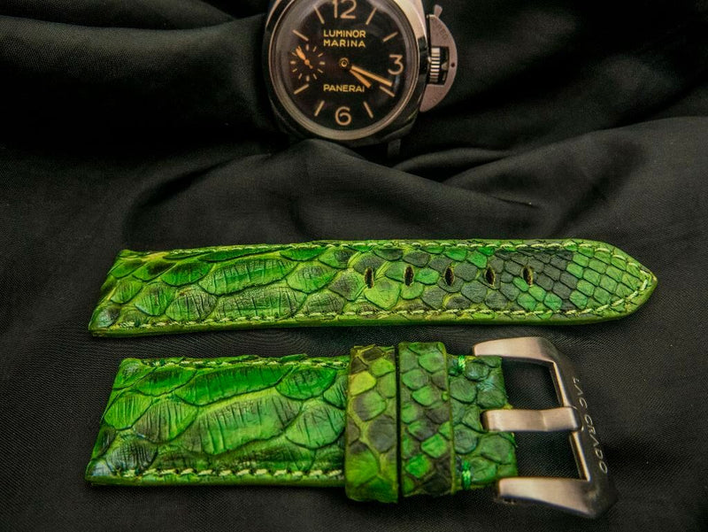 GREEN PYTHON LEATHER STRAP - Lac Crado 