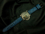 BLUE OSTRICH LEATHER STRAP - Lac Crado 