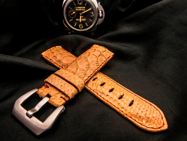 ORANGE PYTHON LEATHER STRAP - Lac Crado 