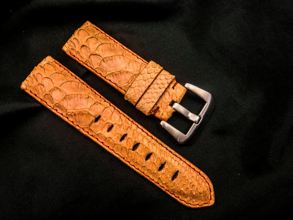 ORANGE PYTHON LEATHER STRAP - Lac Crado 