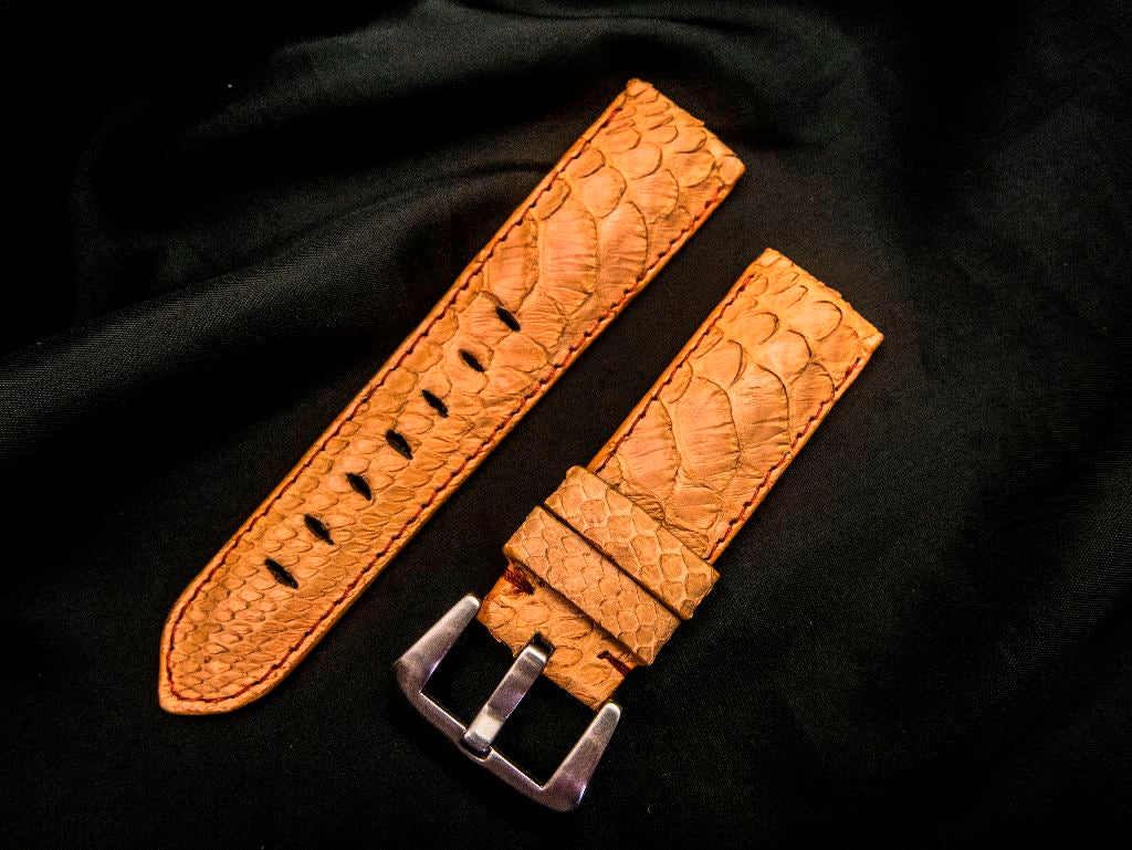 ORANGE PYTHON LEATHER STRAP - Lac Crado 