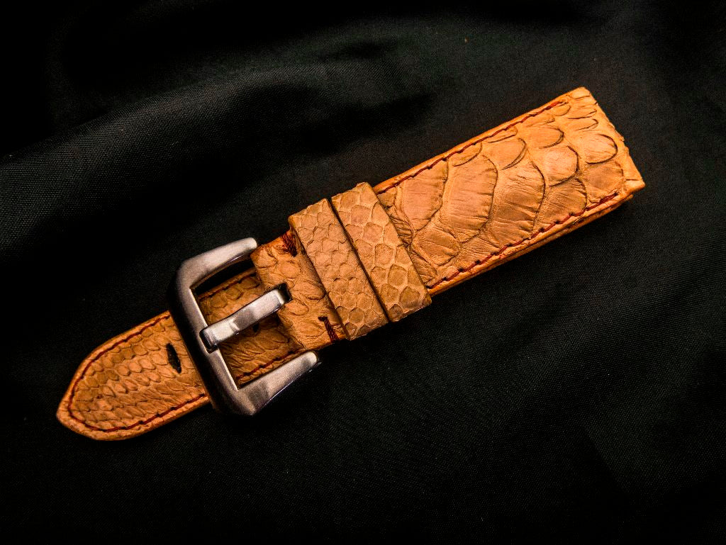 ORANGE PYTHON LEATHER STRAP - Lac Crado 